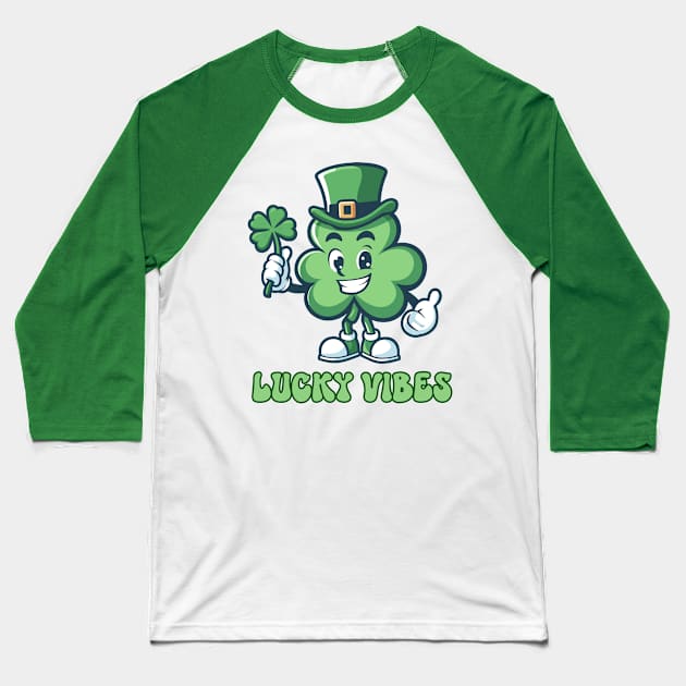 Lucky Vibes - Retro St Patrick's Day - Feeling Lucky Shirt - Shamrock St Patrick Day Baseball T-Shirt by Stylish Dzign